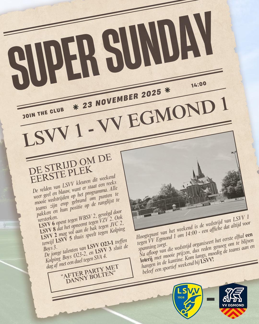 SuperSunday op 23 November: LSVV 1 - VV Egmond 1